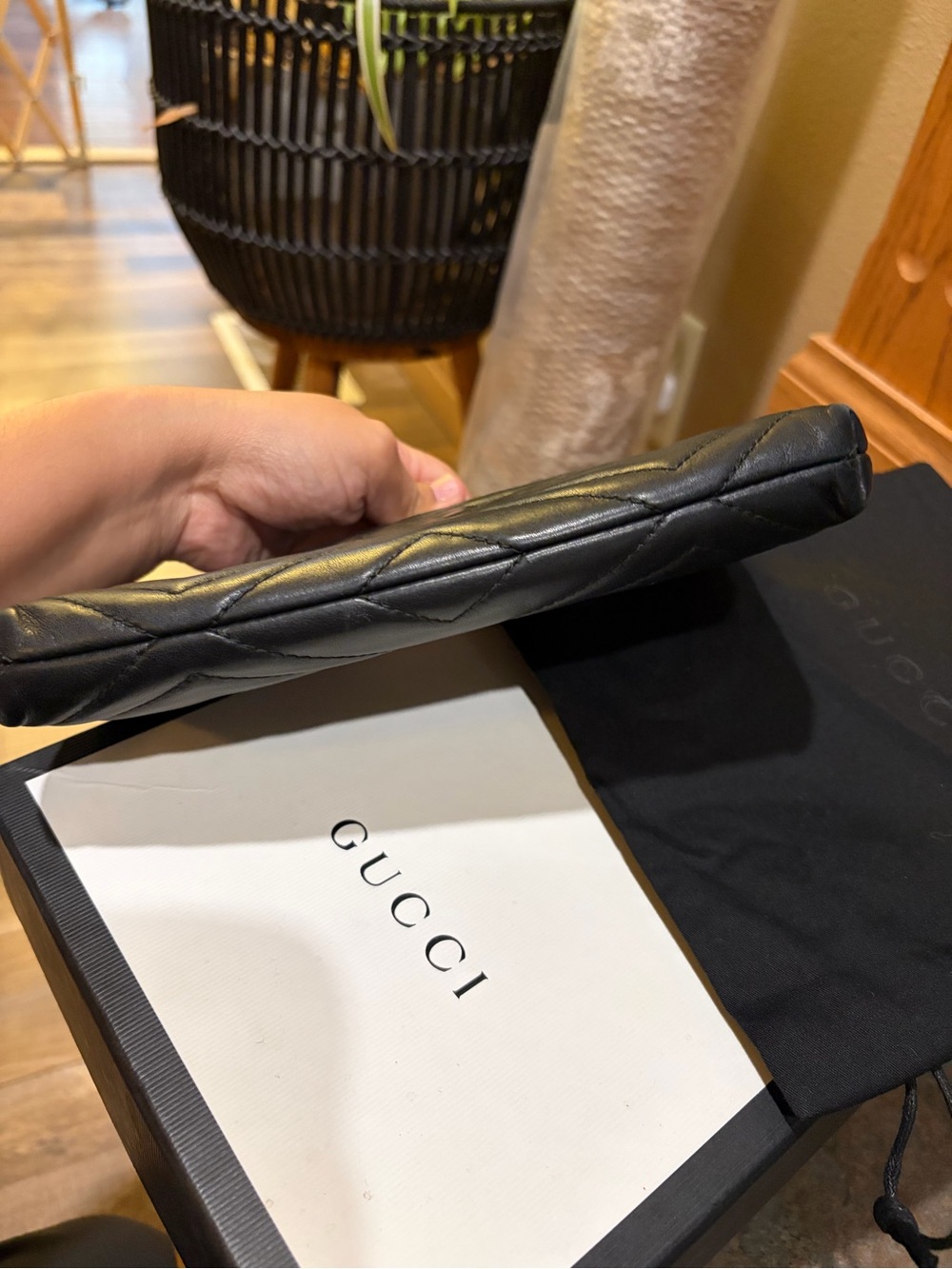 Gucci Black Chevron Quilted Leather Crossbody with Gold Hardware - Picture 16 of 16